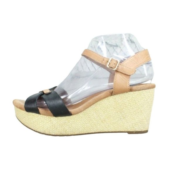 Clarks Shoes - CLARKS Artisan Caslynn Regina Brown Leather Ankle Strap Wedge Sandals Size 7 W